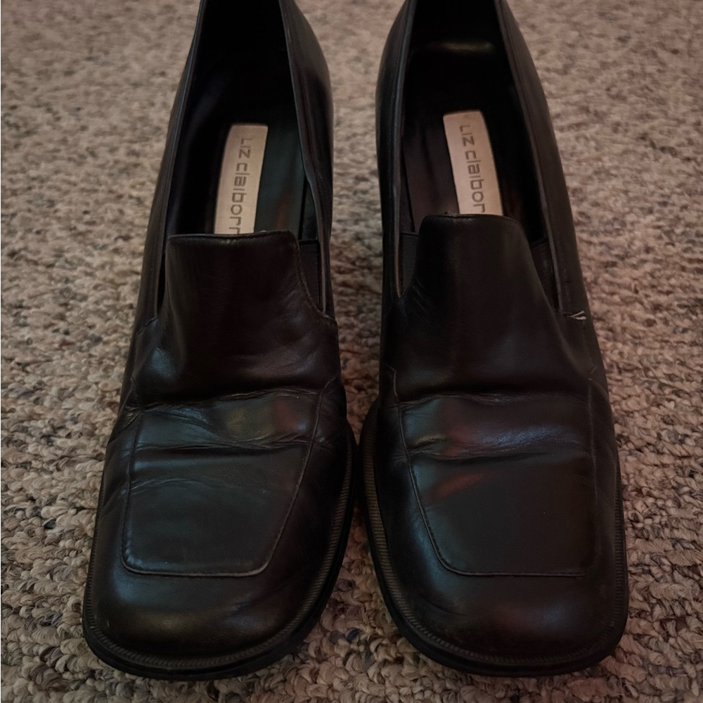 Liz Claiborne Black Leather Heels